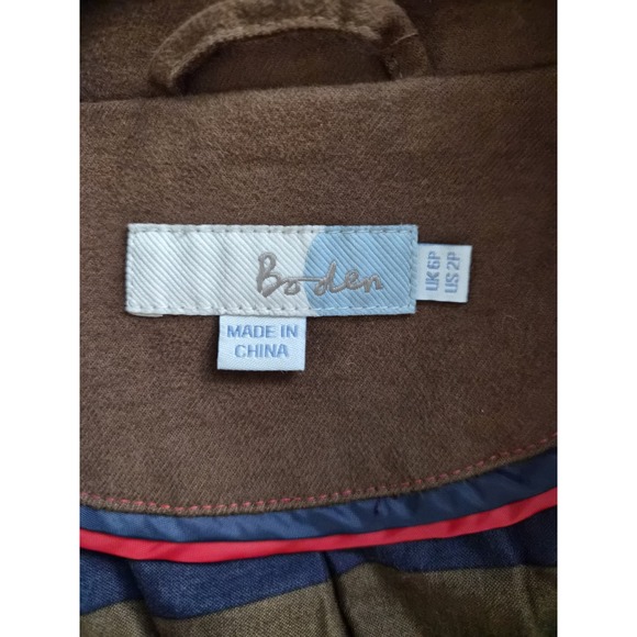 Boden Brown Double Breasted Trench Coat Cotton Lined Women's Petite 2P - Picture 5 of 6